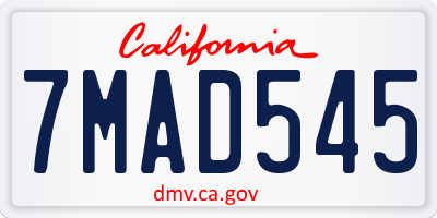 CA license plate 7MAD545