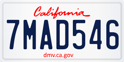 CA license plate 7MAD546