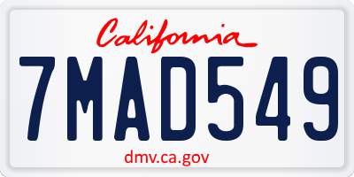 CA license plate 7MAD549