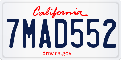 CA license plate 7MAD552