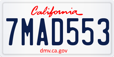 CA license plate 7MAD553