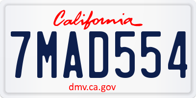CA license plate 7MAD554