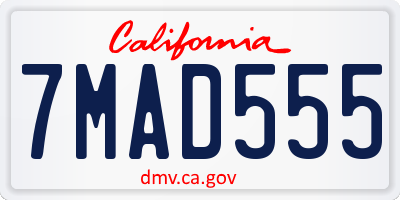 CA license plate 7MAD555