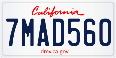 CA license plate 7MAD560