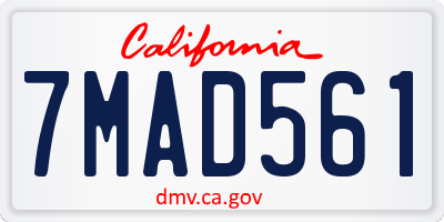 CA license plate 7MAD561