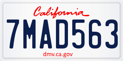 CA license plate 7MAD563