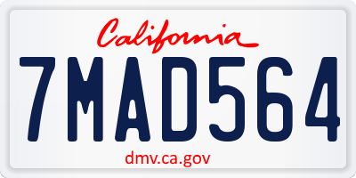 CA license plate 7MAD564