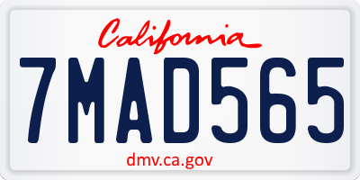 CA license plate 7MAD565