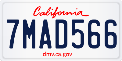 CA license plate 7MAD566