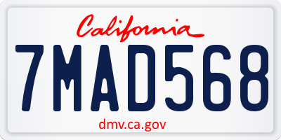 CA license plate 7MAD568