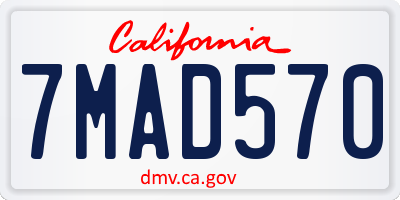 CA license plate 7MAD570