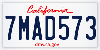 CA license plate 7MAD573