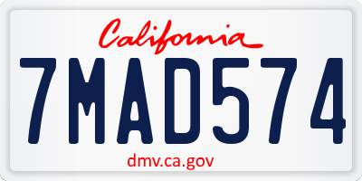 CA license plate 7MAD574