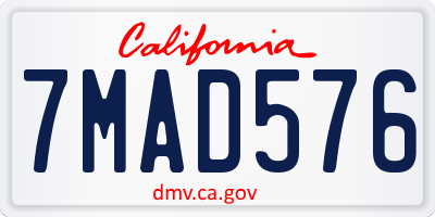CA license plate 7MAD576