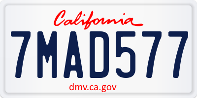 CA license plate 7MAD577