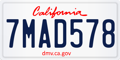 CA license plate 7MAD578