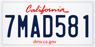 CA license plate 7MAD581