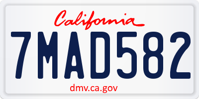 CA license plate 7MAD582