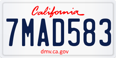 CA license plate 7MAD583