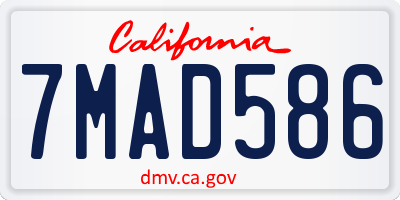 CA license plate 7MAD586