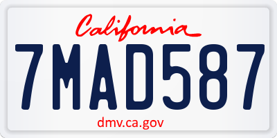 CA license plate 7MAD587