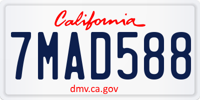 CA license plate 7MAD588