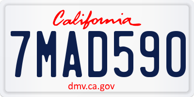 CA license plate 7MAD590