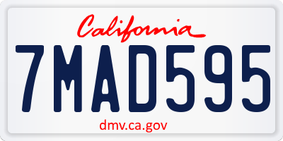 CA license plate 7MAD595