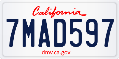 CA license plate 7MAD597