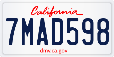 CA license plate 7MAD598