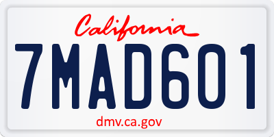 CA license plate 7MAD601