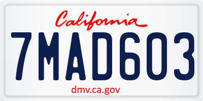CA license plate 7MAD603