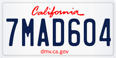 CA license plate 7MAD604