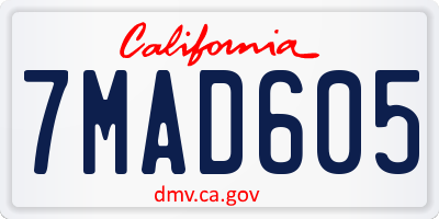 CA license plate 7MAD605