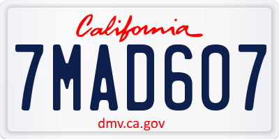 CA license plate 7MAD607