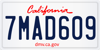 CA license plate 7MAD609