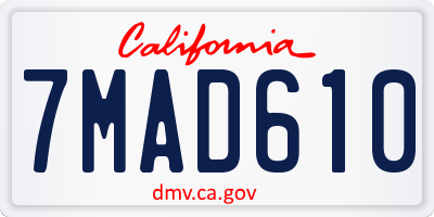 CA license plate 7MAD610