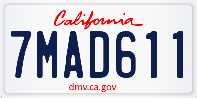 CA license plate 7MAD611