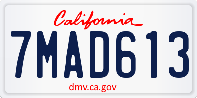 CA license plate 7MAD613