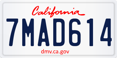 CA license plate 7MAD614