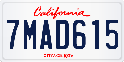 CA license plate 7MAD615