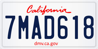 CA license plate 7MAD618