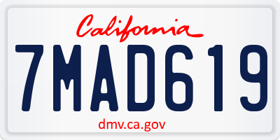 CA license plate 7MAD619
