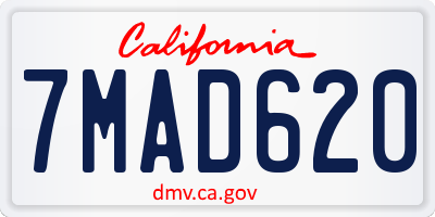 CA license plate 7MAD620