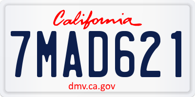 CA license plate 7MAD621