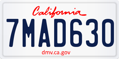 CA license plate 7MAD630
