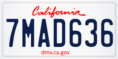 CA license plate 7MAD636