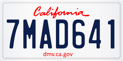 CA license plate 7MAD641