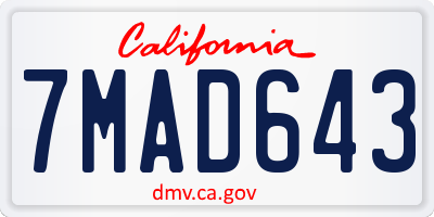 CA license plate 7MAD643
