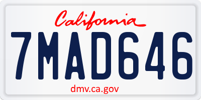 CA license plate 7MAD646
